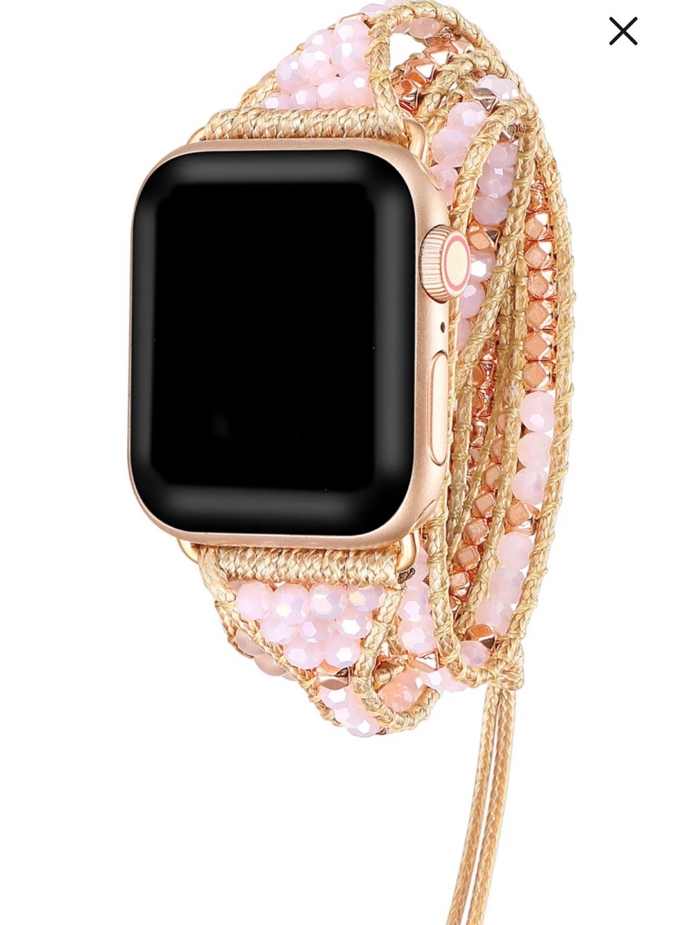 Posh Tech Beaded Apple Watch Replacement Wrap Band — Pink/Rose Gold — 38MM/40MM